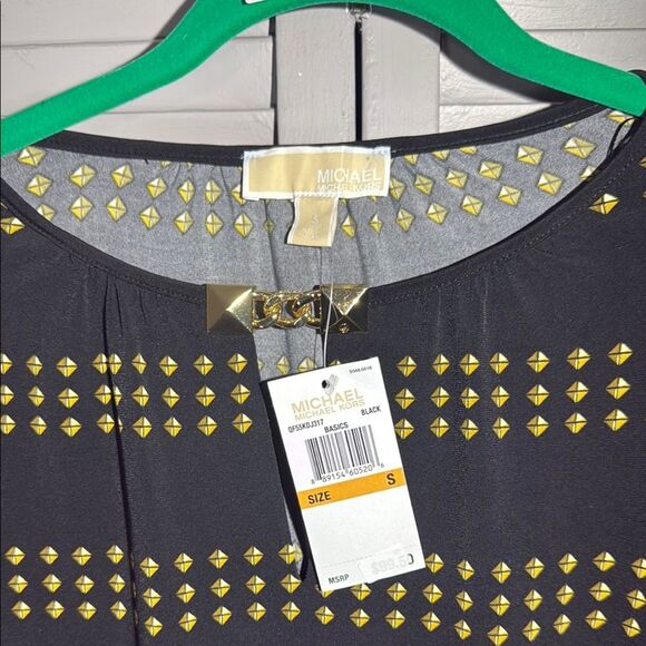 Michael Kors Black and Gold Graphic Blouse - Picture 2 of 8